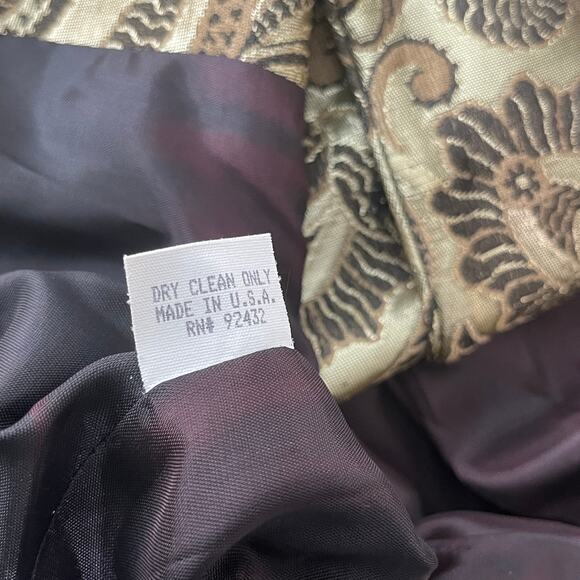 Kay Unger Blazer Jacket 4 Green Metallic Paisley Wool Blend Crop Art Old Money - Picture 8 of 10